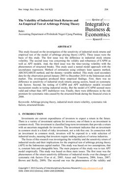 The Volatility of Industrial Stock Returns and an Empirical Test of Arbitrage Pricing Theory