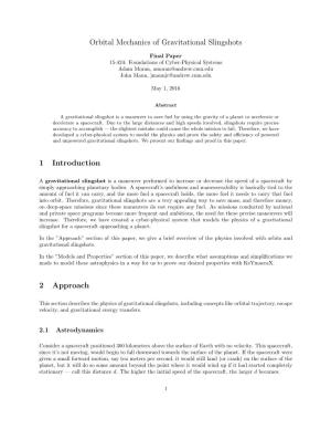 Orbital Mechanics of Gravitational Slingshots 1 Introduction 2 Approach