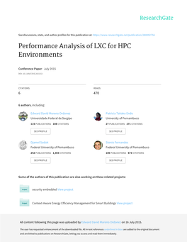 Performance Analysis of LXC for HPC Environments