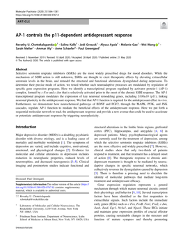 AP-1 Controls the P11-Dependent Antidepressant Response