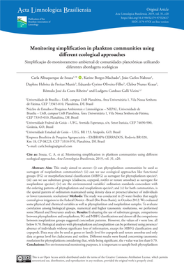 Monitoring Simplification in Plankton Communities Using Different