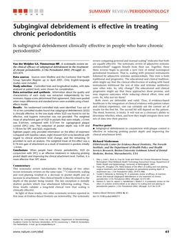 Subgingival Debridement Is Effective in Treating Chronic Periodontitis