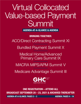 Virtual Collocated Value-Based Payment Summit AGENDA-AT-A-GLANCE & AGENDA