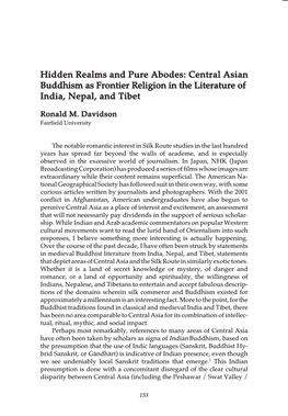 Hidden Realms and Pure Abodes: Central Asian Buddhism As Frontier Religion in the Literature of India, Nepal, and Tibet