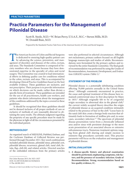 Practice Parameters for the Management of Pilonidal Disease Scott R