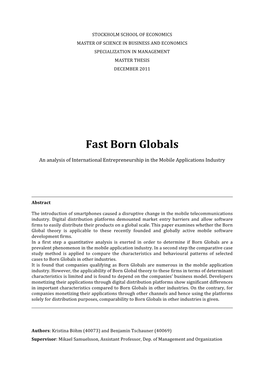 Fast Born Globals
