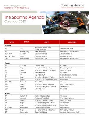 The Sporting Agenda Calendar 2020