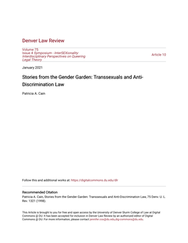 Transsexuals and Anti-Discrimination Law, 75 Denv