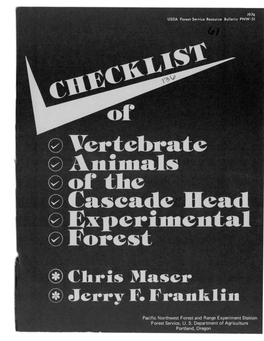 Of Vertebrate Animals of the Cascade Head Erimental Orest