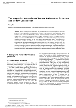 The Integration Mechanism of Ancient Architecture Protection and Modern Construction