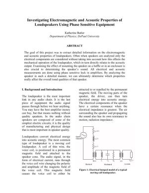 Investigating Electromagnetic and Acoustic Properties of Loudspeakers Using Phase Sensitive Equipment