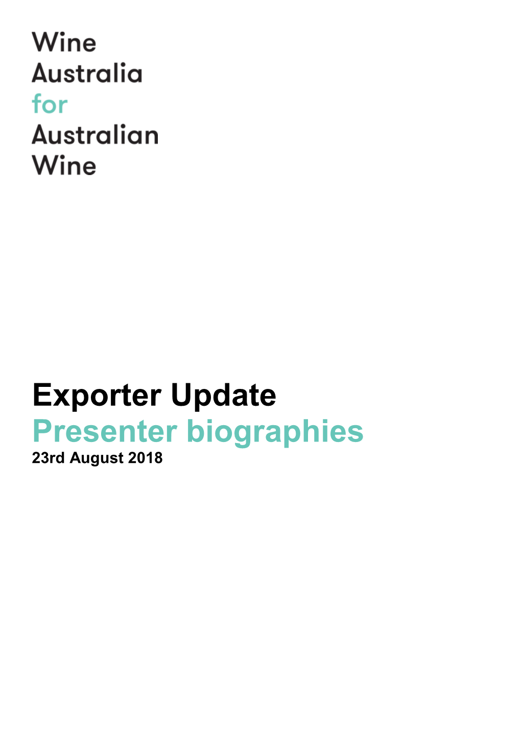 Exporter Update Presenter Biographies 23Rd August 2018