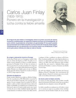 Carlos Juan Finlay (1833-1915): Pionero En La Investigación Y