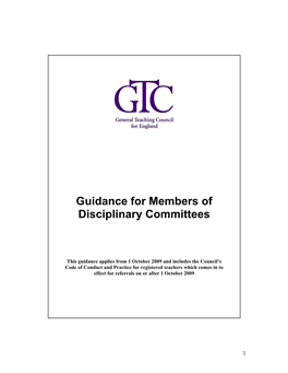 Guidance for Members of Disciplinary Committees