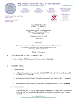 Mid-Michigan District Health Department Agenda