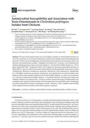 Antimicrobial Susceptibility and Association with Toxin Determinants in Clostridium Perfringens Isolates from Chickens