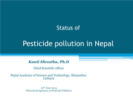 Pesticide Pollution in Nepal