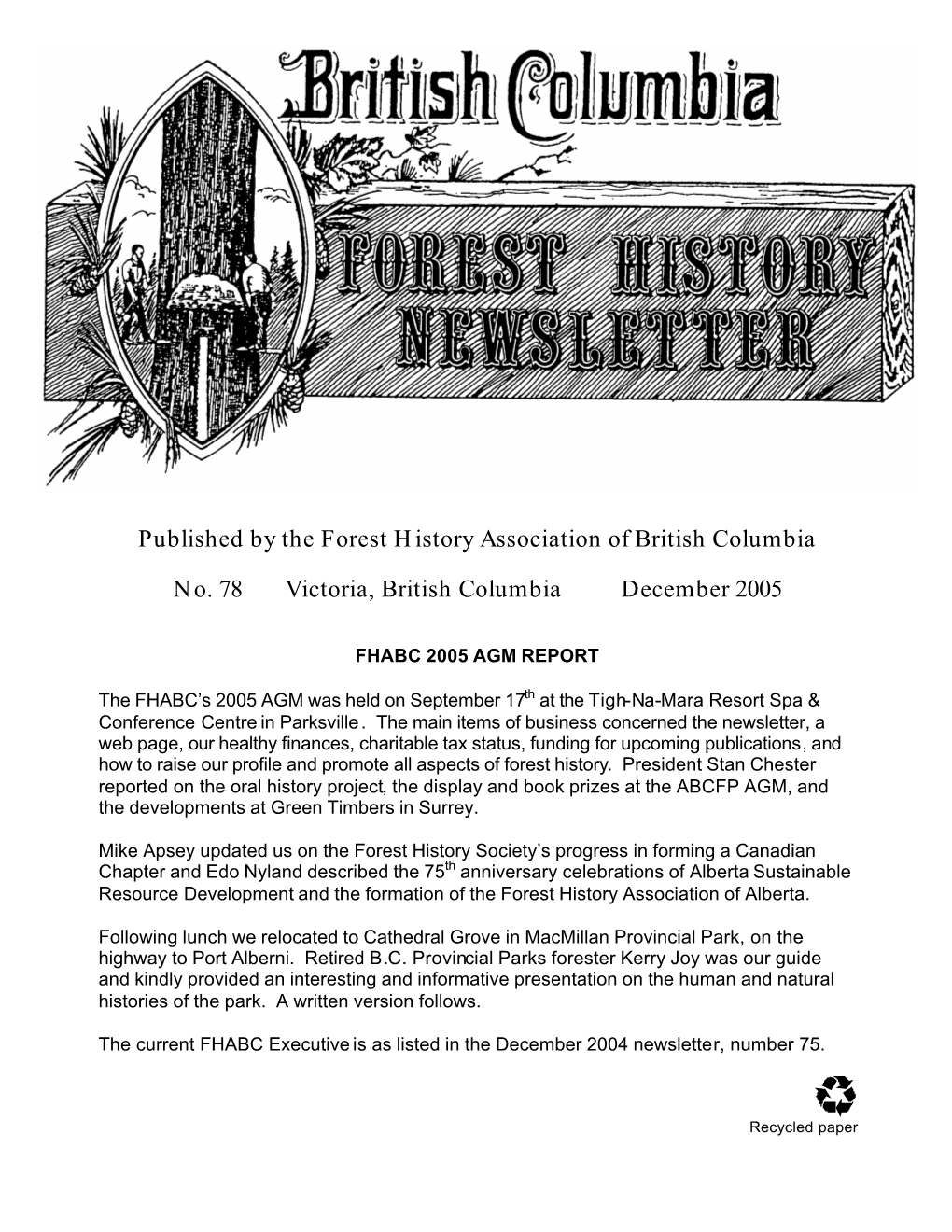 BC Forest History Newsletter 78