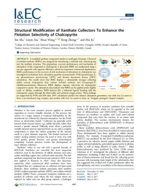 Structural Modification of Xanthate Collectors to Enhance the Flotation
