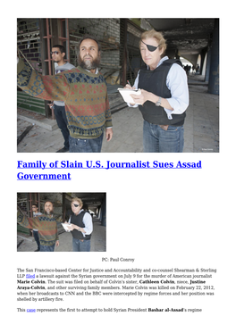 Family of Slain U.S. Journalist Sues Assad Government