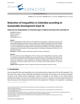 Reduction of Inequalities in Colombia According to Sustainable Development Goal 10