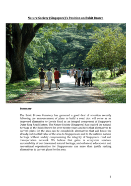 Nature Society (Singapore)'S Position on Bukit Brown