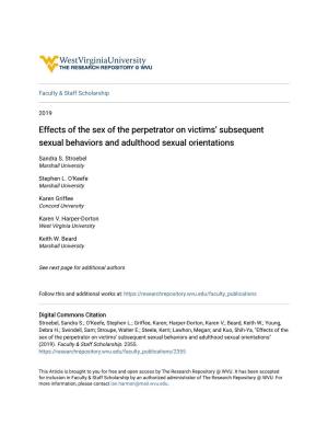 Effects of the Sex of the Perpetrator on Victims' Subsequent Sexual