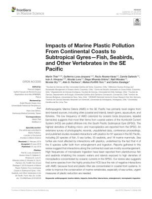 Impacts of Marine Plastic Pollution from Continental Coasts to Subtropical Gyres—Fish, Seabirds, and Other Vertebrates in the SE Paciﬁc