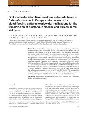 First Molecular Identification of the Vertebrate Hosts of Culicoides
