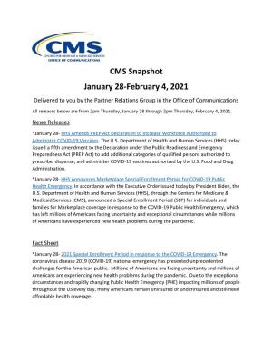 CMS Snapshot January 28-February 4, 2021 (PDF)