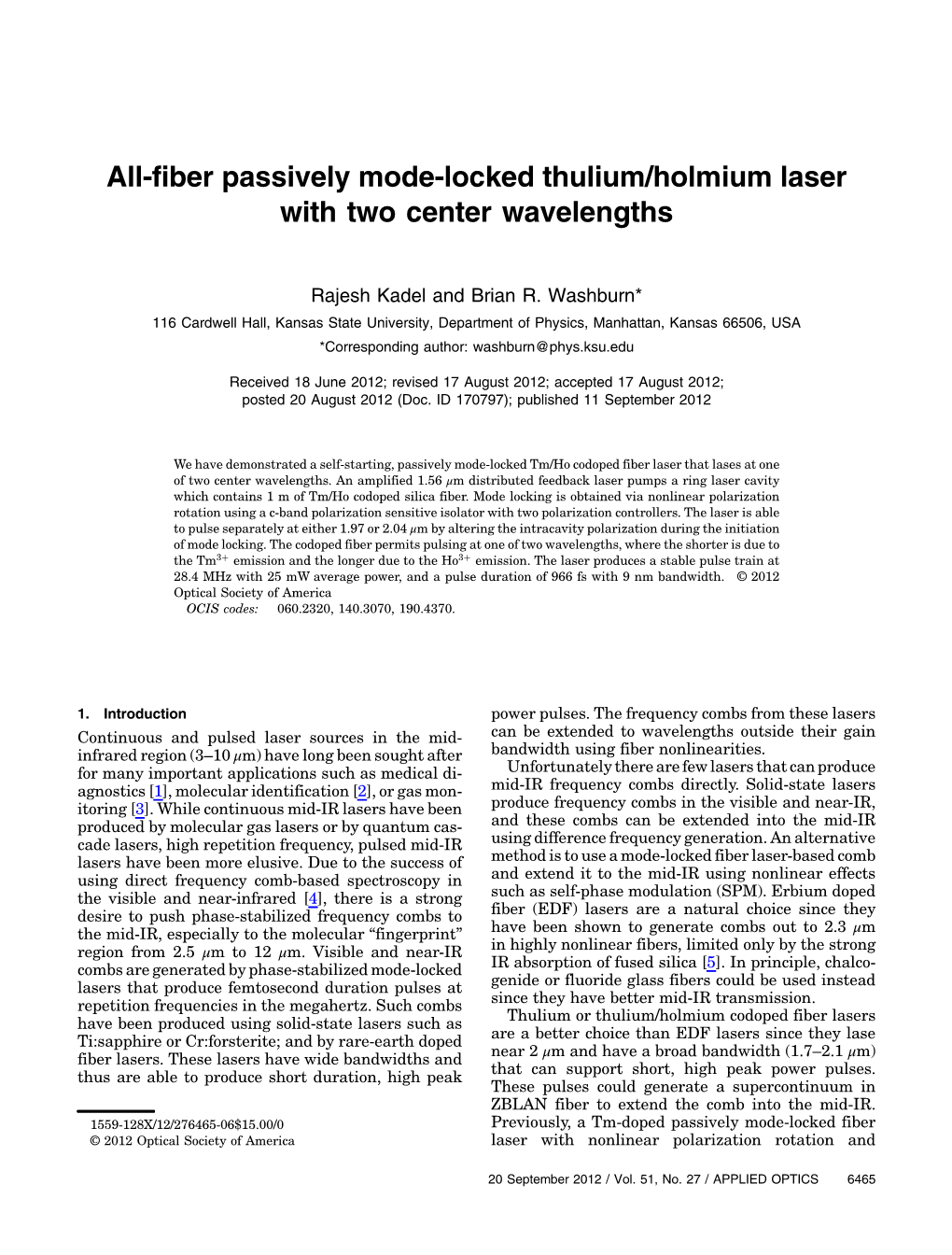 All-Fiber Passively Mode-Locked Thulium/Holmium Laser with Two Center Wavelengths