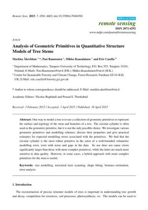 Analysis of Geometric Primitives in Quantitative Structure Models of Tree Stems