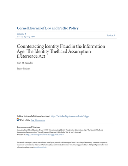 Counteracting Identity Fraud in the Information Age: the Identity Theft and Assumption Deterrence Act