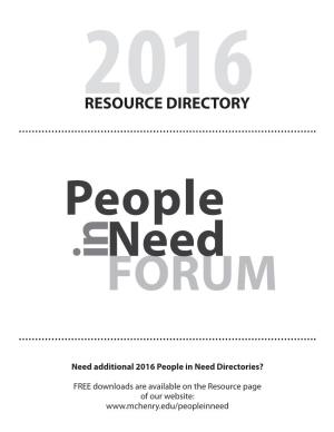 2016 People in Need Forum Resources Directory