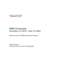 STILL Photography December 12, 2019 – June 14, 2020