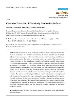 Corrosion Protection of Electrically Conductive Surfaces