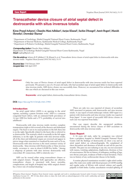 Transcatheter Device Closure of Atrial Septal Defect in Dextrocardia with Situs Inversus Totalis