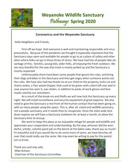 Weyanoke Wildlife Sanctuary Pathways Spring 2020