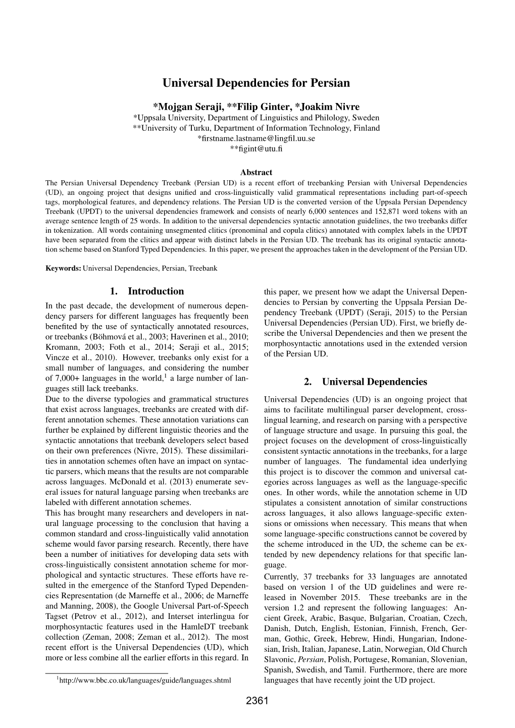 Universal Dependencies for Persian