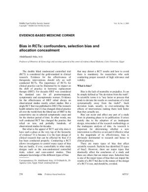 Bias in Rcts: Confounders, Selection Bias and Allocation Concealment