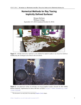 NUMERICAL METHODS for RAY TRACING IMPLICITLY DEFINED SURFACES | Numerical Methods for Ray Tracing Implicitly Deﬁned Surfaces⇤