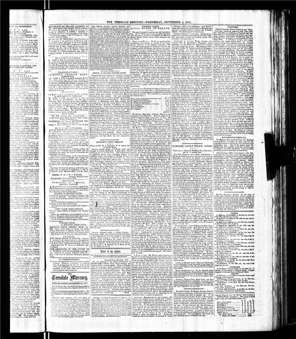 The Teesdale Mercury—Wednesday, September 4, 1872