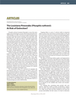The Louisiana Pinesnake (Pituophis Ruthveni): at Risk of Extinction?