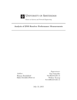 Analysis of DNS Resolver Performance Measurements Author