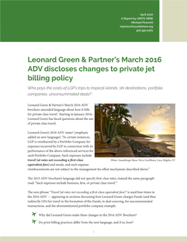 Leonard Green & Partner's March 2016 ADV Discloses Changes To