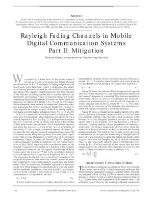 Rayleigh Fading Channels in Mobile Digital Communication Systems Part II: Mitigation Bernard Sklar, Communications Engineering Services