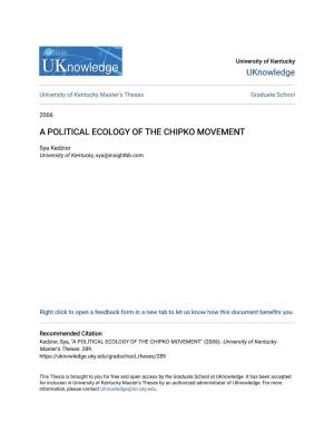 A Political Ecology of the Chipko Movement