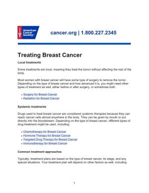 Treating Breast Cancer Local Treatments