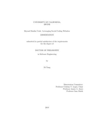 Leveraging Social Coding Websites DISSERTATION Submitted in Partial