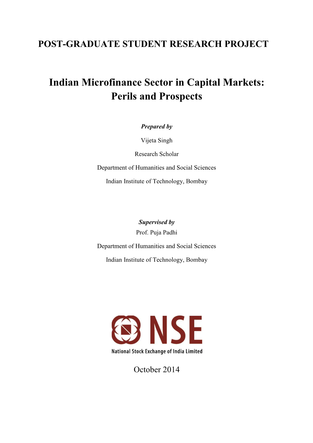 Indian Microfinance Sector in Capital Markets: Perils and Prospects
